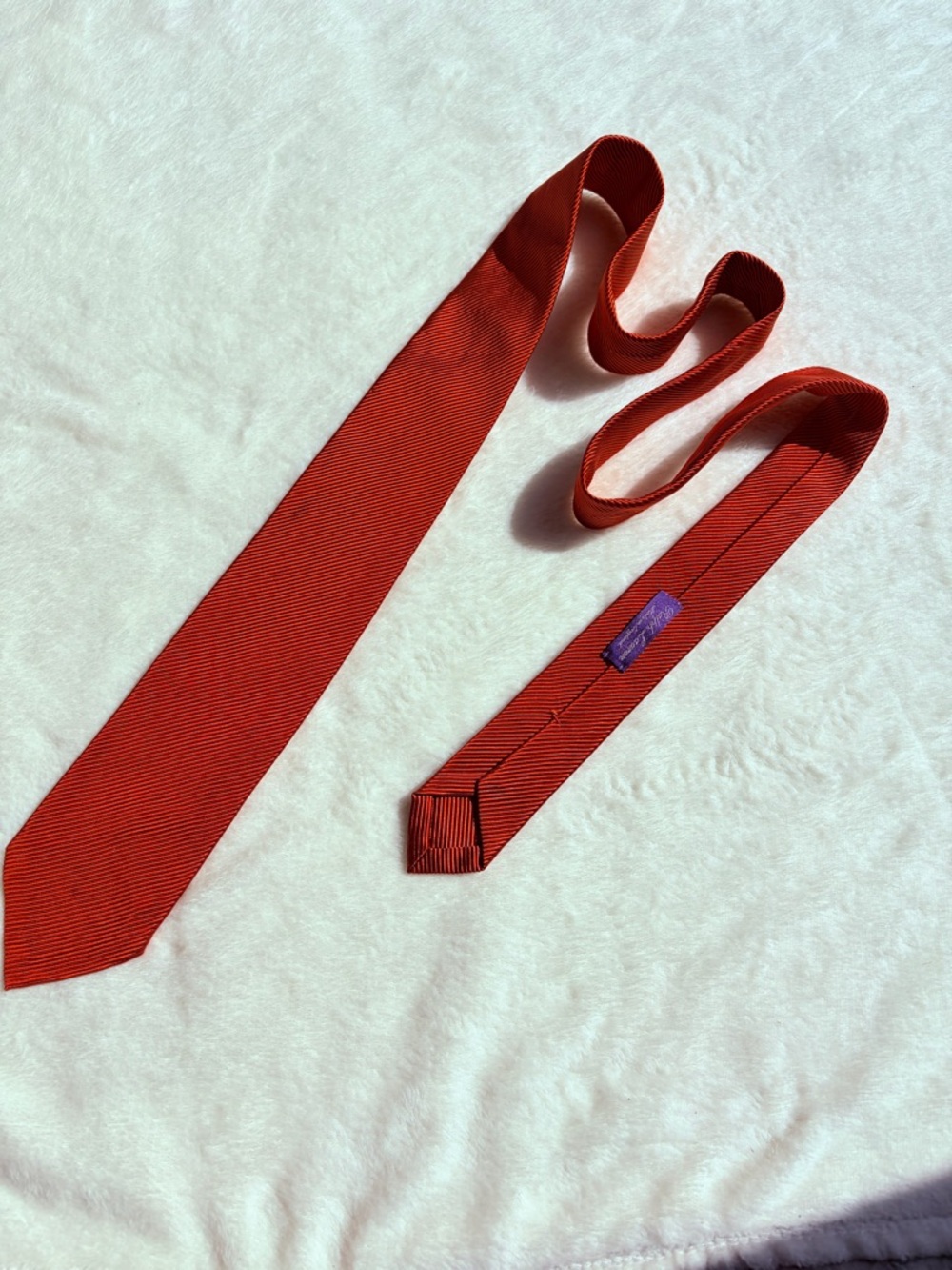 Ralph Lauren Purple Label Textured Orange Silk Tie